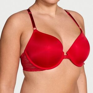 NEW Victorias Secret Sexy Tee Smooth Lacy Lightly Lined Front-Close Demi Bra 32C